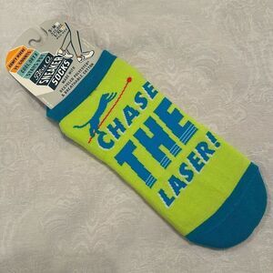 Blue Q Womens Cotton Sneaker Socks “Chase the Laser” Cat Lover